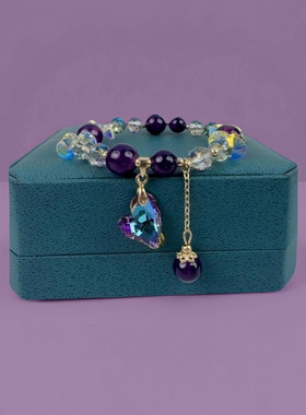 薰衣草紫串珠爱心手链女