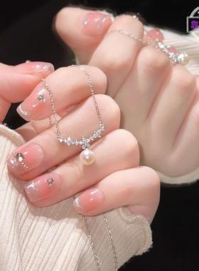 法式花枝锆石珍珠吊坠项链女新款