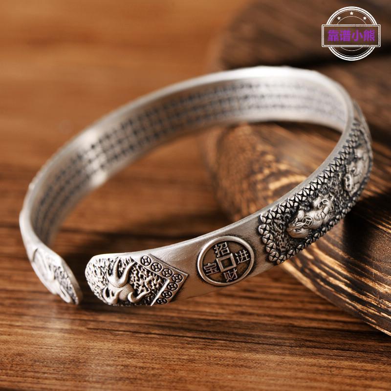 复古潮流做旧招财貔貅白铜镀银