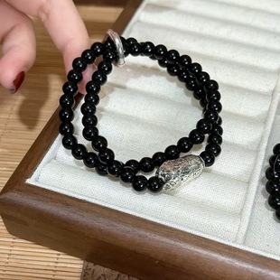 双层手串百财平安手串轻奢高级感转运手链男款 生日礼物纪念情侣新