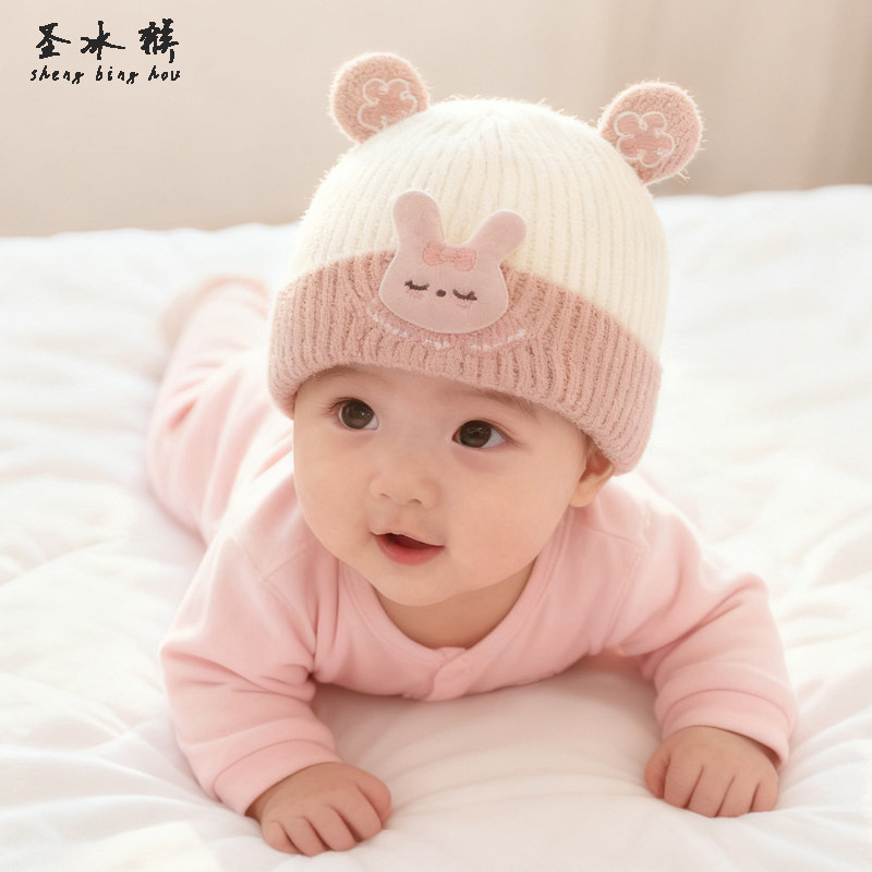 秋冬季宝宝帽子可爱针织毛线加厚护耳保暖男女婴幼儿外出防风百搭