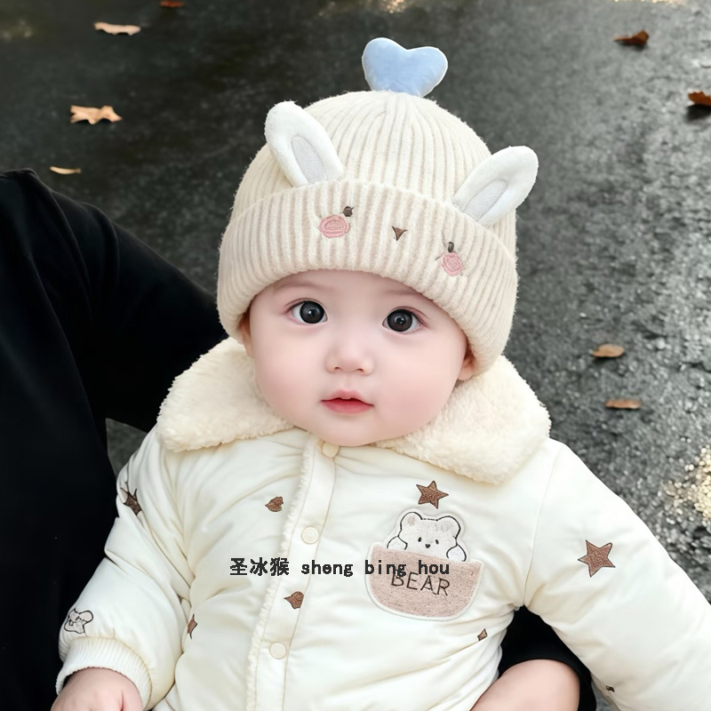 宝宝帽子秋冬季超萌加厚针织毛线帽套头可爱男女婴幼儿卡通保暖帽