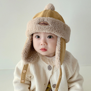 秋冬季宝宝保暖帽子儿童雷锋帽套头护耳男女瓜皮加绒加厚地主帽潮