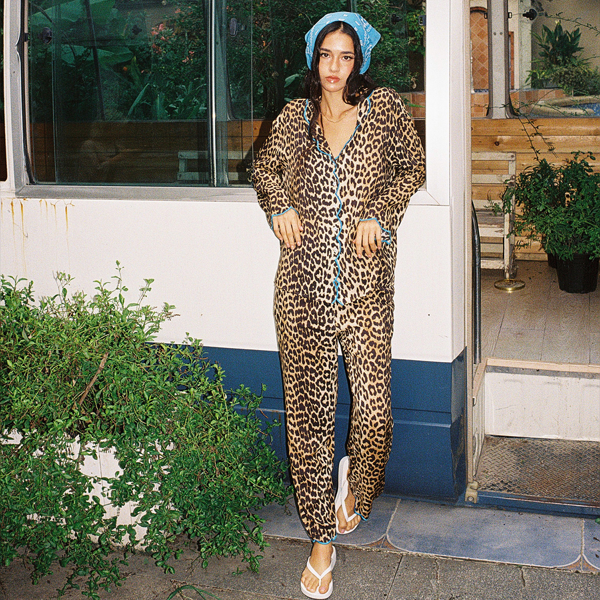 LazyDaisy花边撞色豹纹睡衣女