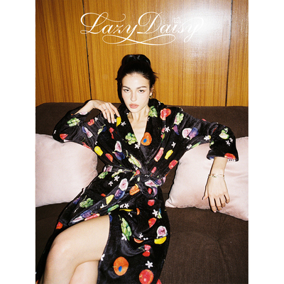 Freja系列水果印花珊瑚绒睡袍