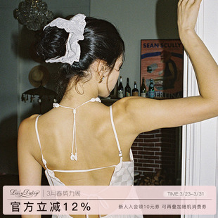 格纹缎面细吊带裙无袖 Lily法式 性感露背睡衣裙女 Daisy睡裙 Lazy