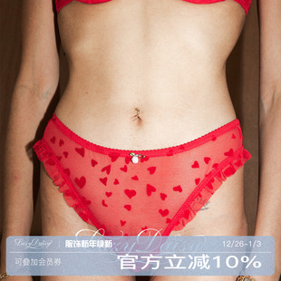 性感三角裤 Lazy 法式 Talulah系列网纱爱心刺绣蕾丝红内裤 Daisy