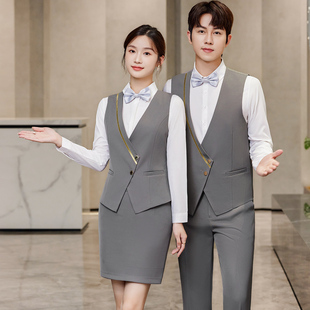 酒吧KTV服务员工作服男女职业马甲套装气质酒店前厅迎宾接待工装