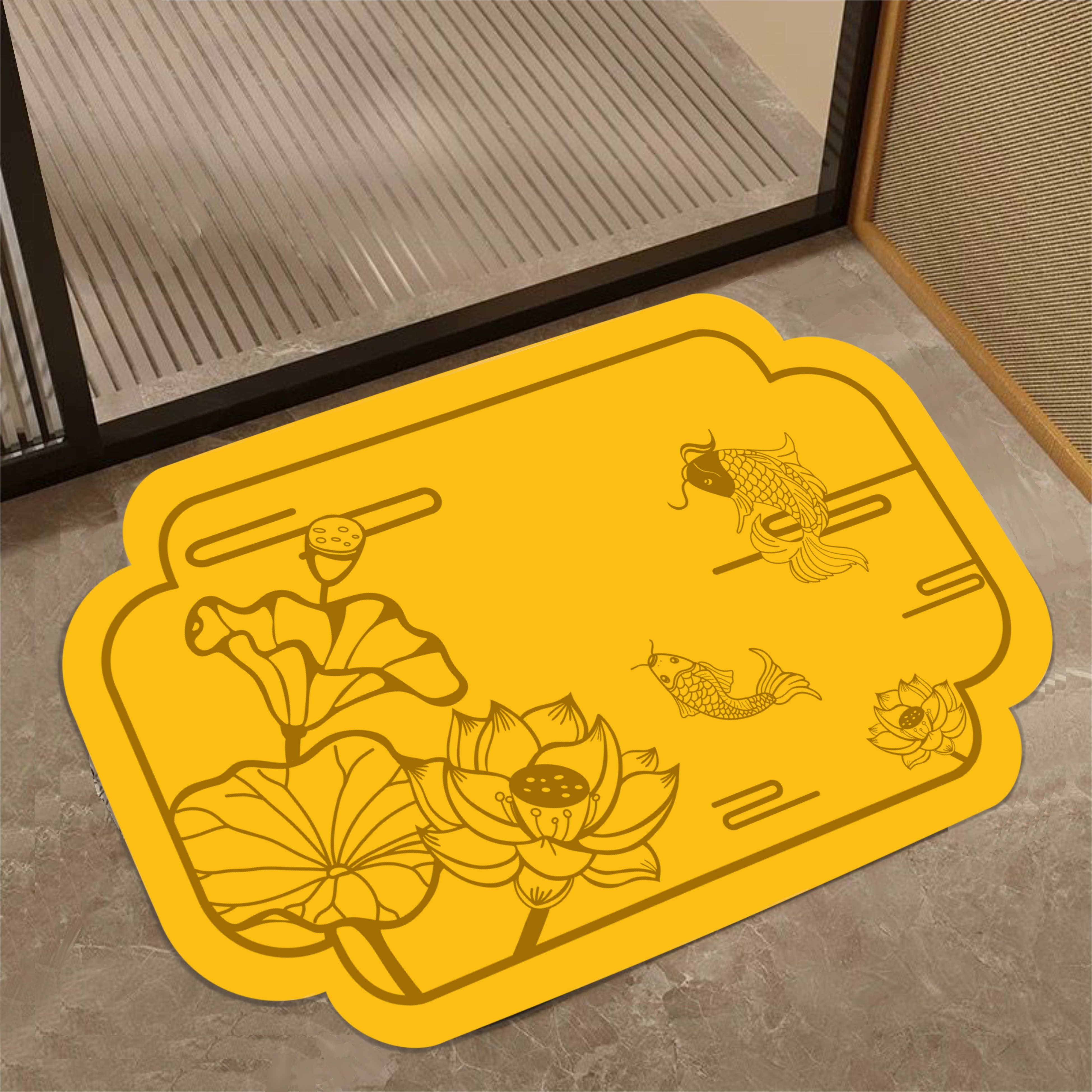净秽荷花锦鲤卫生间门垫浴室吸水防滑脚垫厕所化污为财硅藻泥地垫,居家布艺,家用脚垫,淘宝优惠券,粉丝福利购,淘宝优惠卷