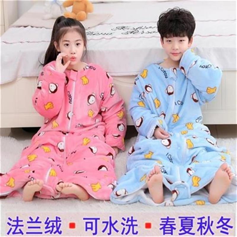 宝宝睡袋婴儿护肚透气两层纱布无袖夏季儿童分P实惠腿X防踢被春u.