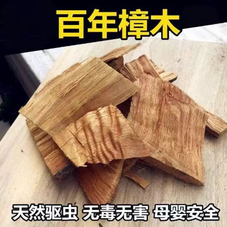 天然香樟木块片头原木家用衣橱柜防霉防虫去味驱虫地板樟木500克