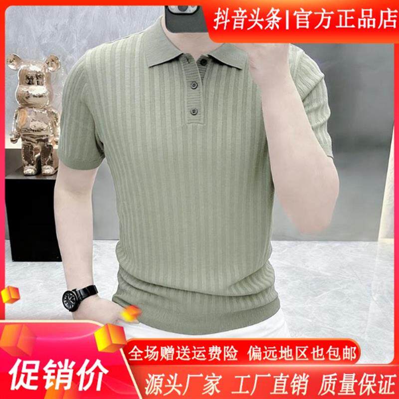 ZH男士轻奢认准p正版高档夏季老钱风翻领短袖针织POLO衫T恤男半袖