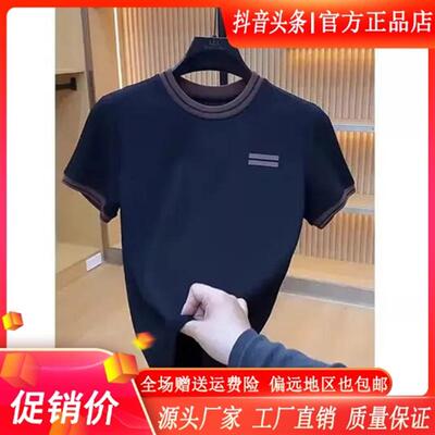 韵澜服饰品质春夏新款男士潮流百搭短袖修身圆领轻奢简约打底上衣
