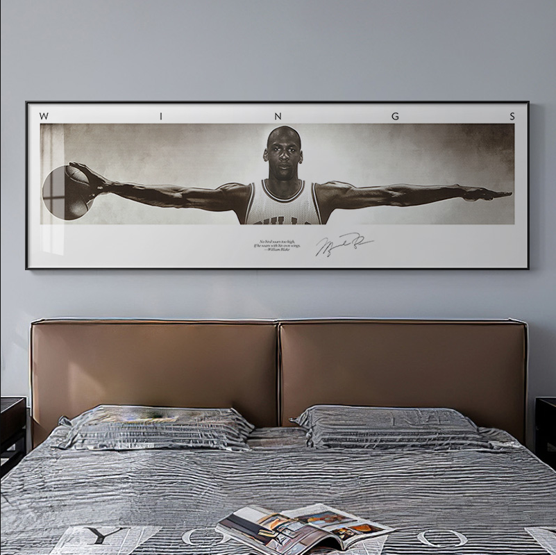 NBA球星科比乔丹詹姆斯相框海报篮球装饰画男孩卧室床头挂画壁画