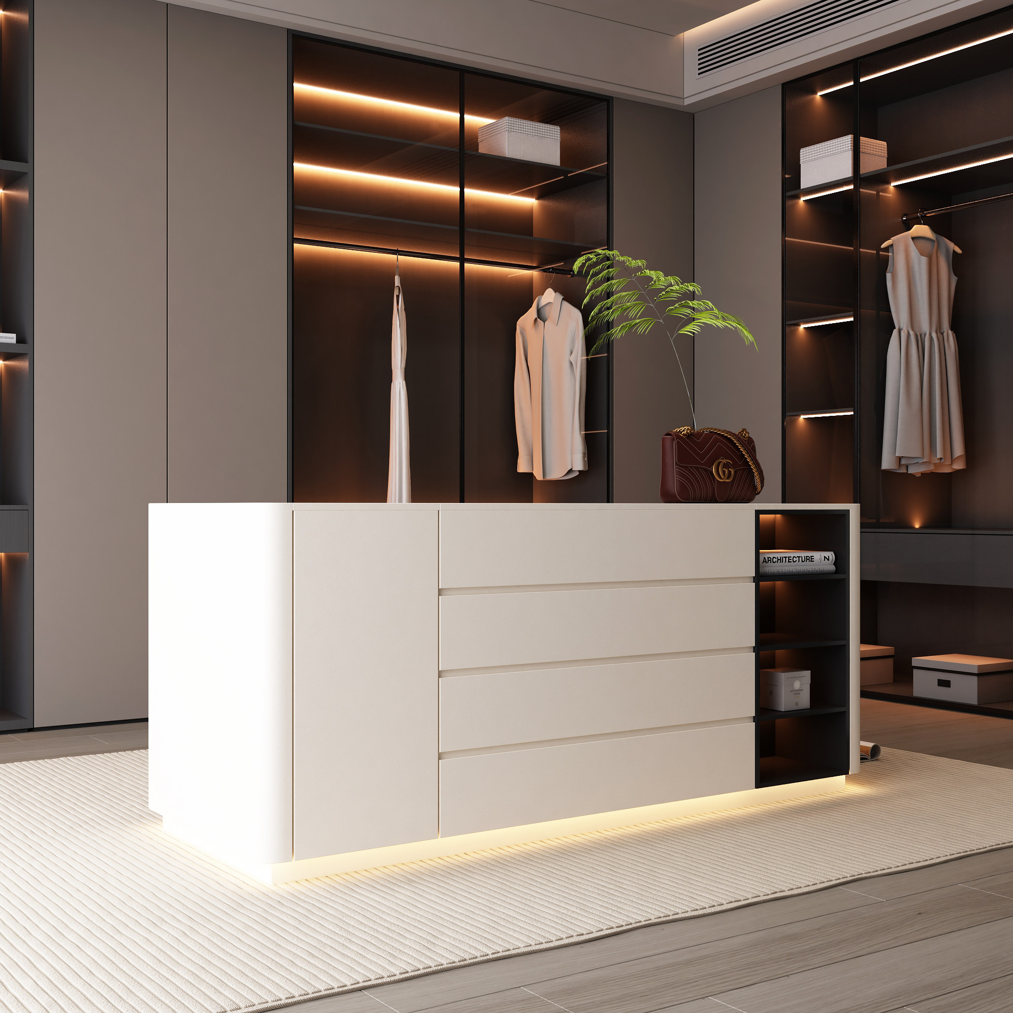 衣帽间中岛柜抽屉式收纳柜实木多层板烤漆家用落地首饰柜展示柜,住宅家具,斗柜,淘宝优惠券,粉丝福利购,淘宝优惠卷