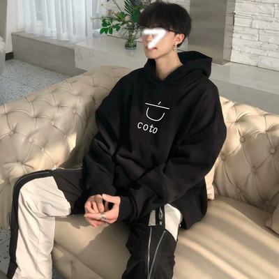 黑色连帽卫衣男士2025新款今年流行爆款秋冬季设计感潮牌外套上衣