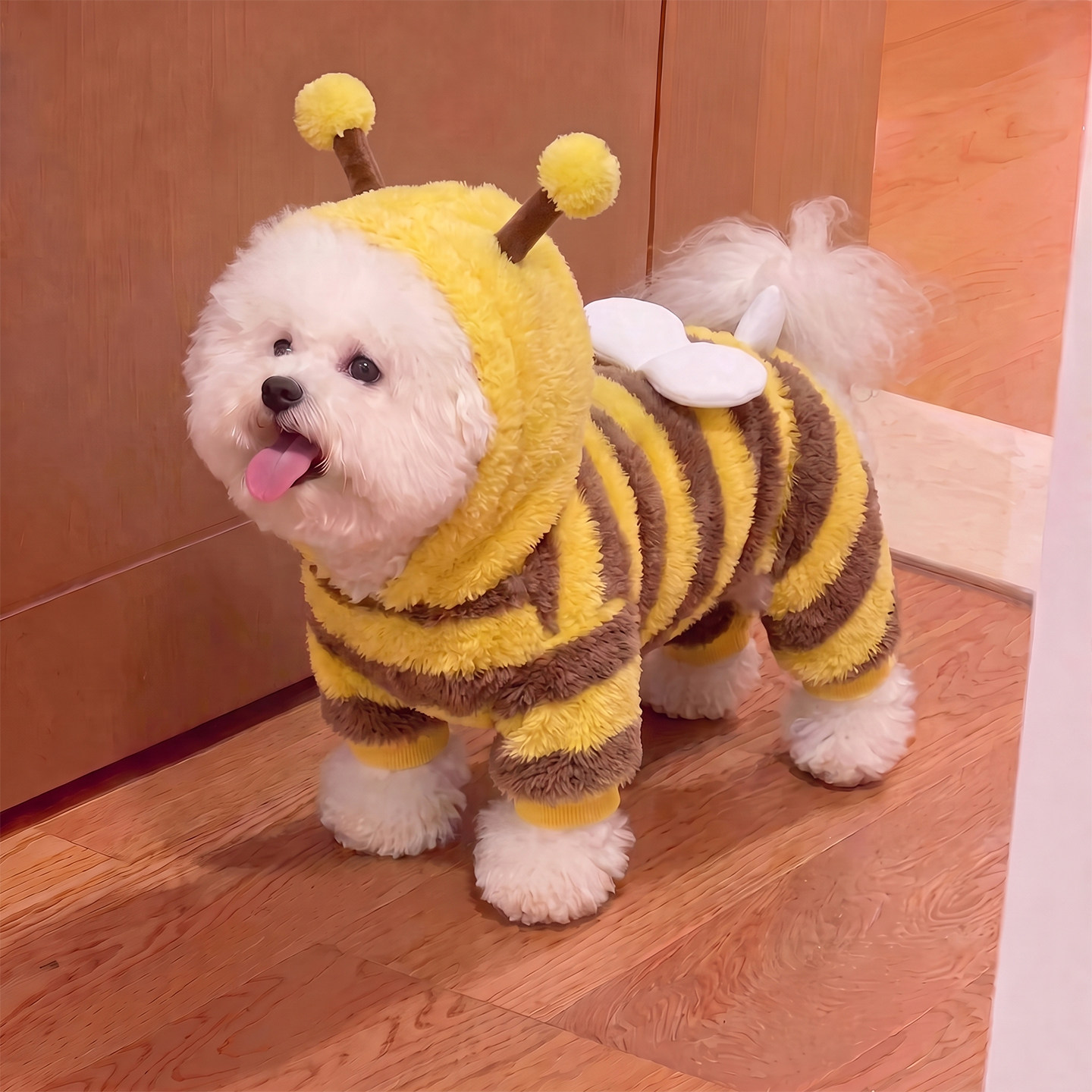 宠物狗狗衣服冬季加绒小蜜蜂四脚