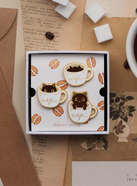 daparo yeung达普罗咖啡猫胸针可爱猫咪情侣动物徽章小众生日礼物