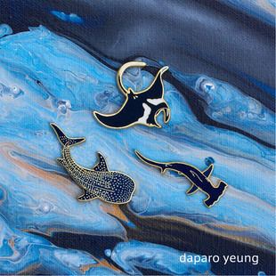 yeung达普罗鲸鲨蝠鲼魔鬼鱼鲨鱼胸针生日礼物男生精致领针 daparo