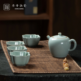 主人杯功夫茶具景德鎮(zhèn)陶瓷過年送禮茶壺套組 問鼎汝窯仁聲鼎沸套裝