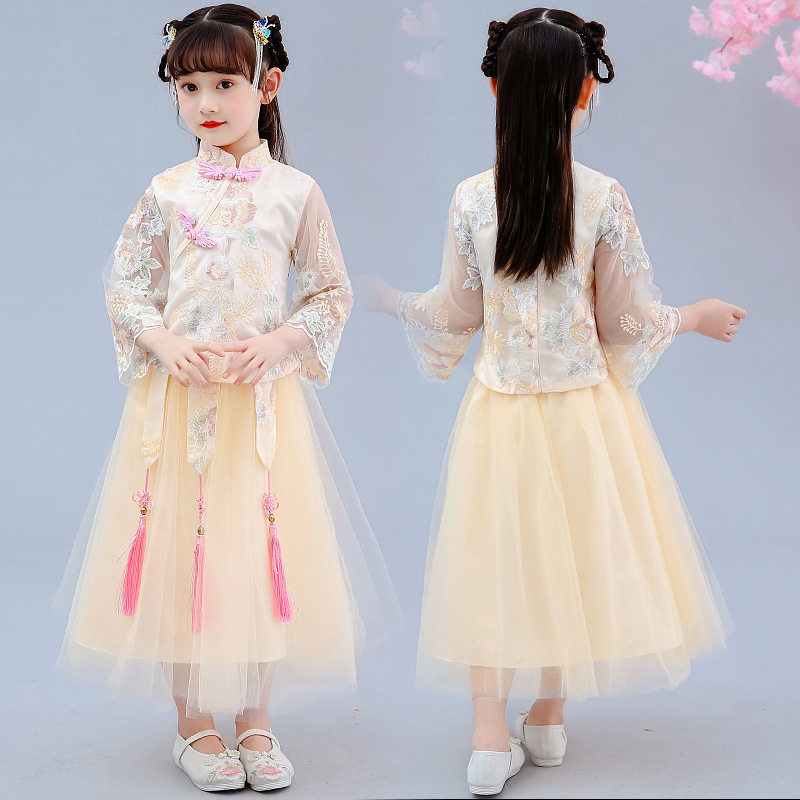 汉服女童中国风唐装礼服儿童裙子秋款春秋古装连衣裙