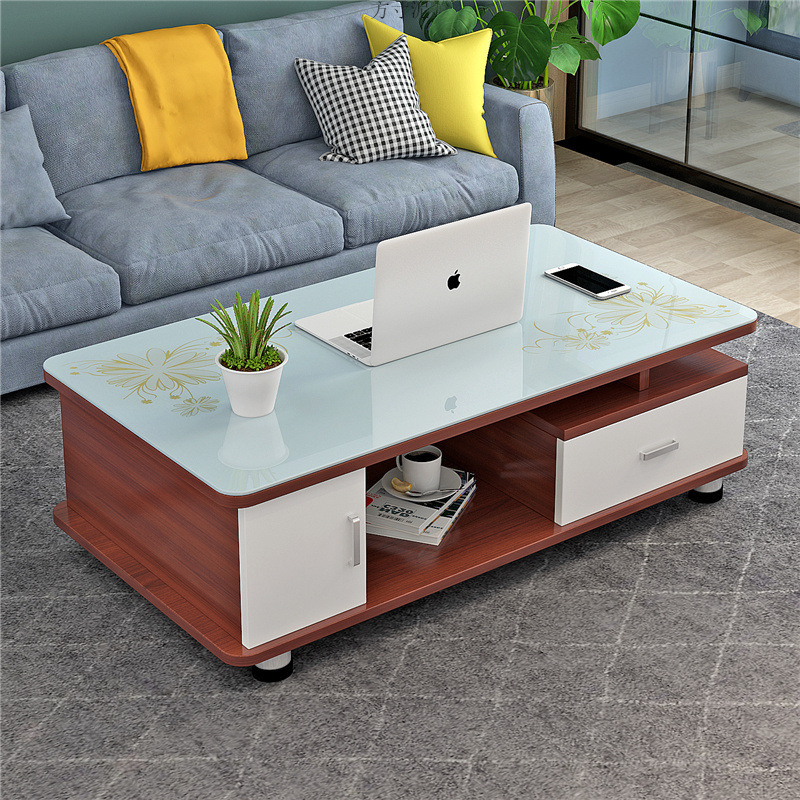 圆角茶几桌简约现代客厅茶几小户型茶几钢化玻璃简易多功能电视柜