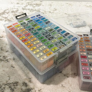 拼豆收纳专用盒透明带提手便携桌面防尘手工diy拼豆颗粒分装整理