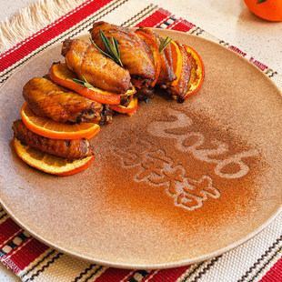 年夜饭摆盘装饰撒粉模具2026年马年创意喷花印字模板冷盘子装饰品