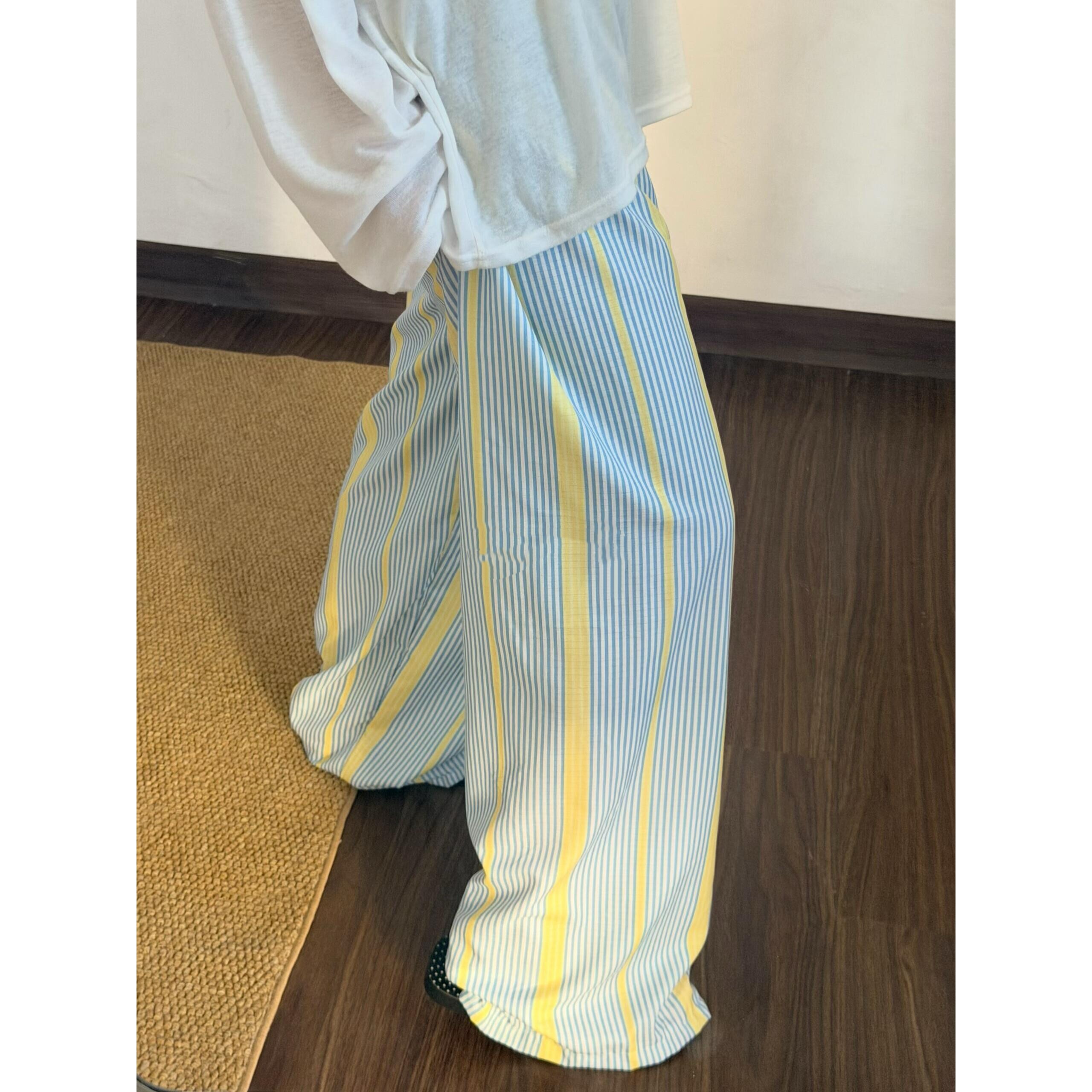 条纹遛弯裤夏外穿轻薄裤子2026新款睡裤女长裤夏季直筒慵懒休闲裤