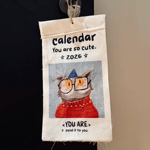 2026帆布创意台历挂历可爱动物插画家居装饰新家装饰品送朋友礼物