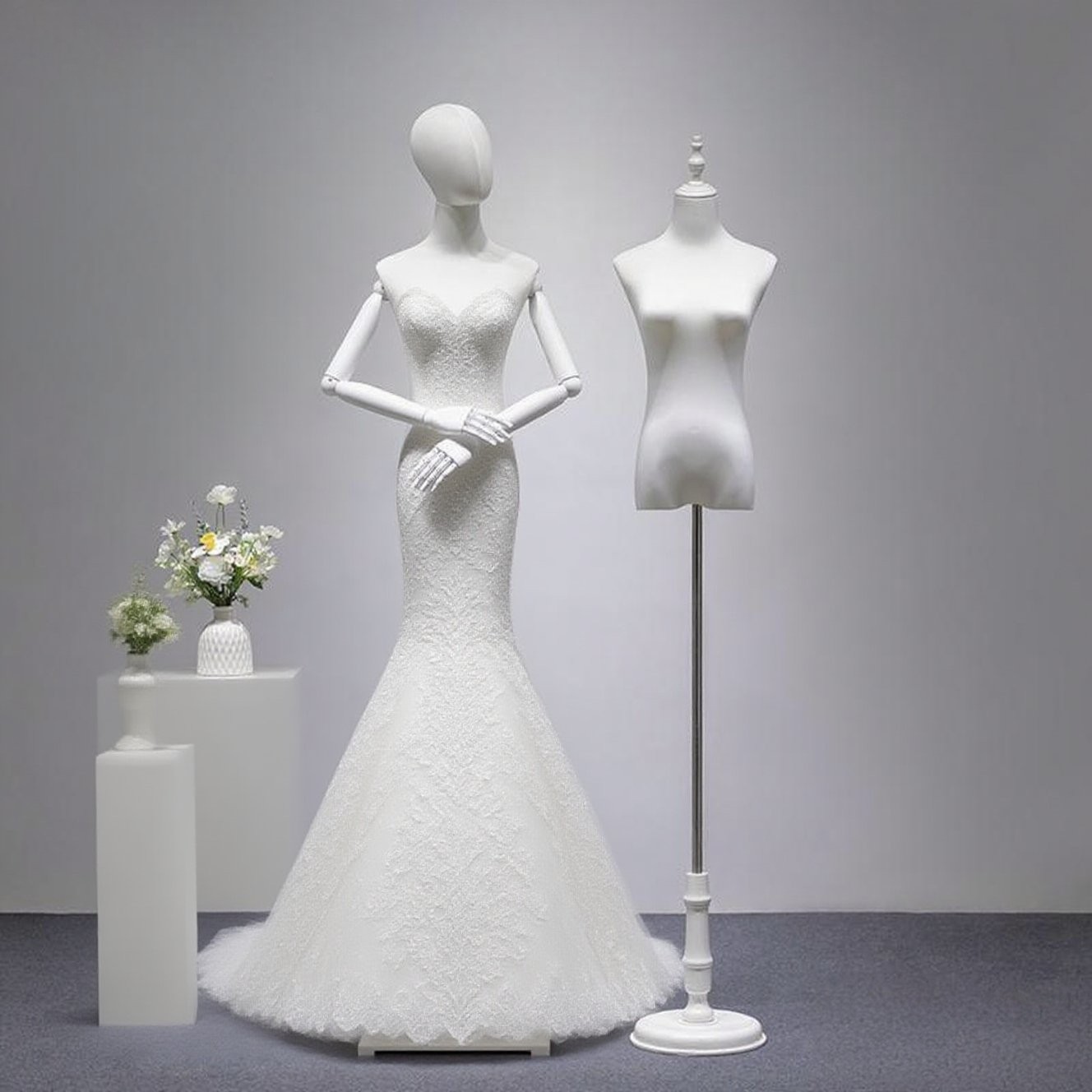白色模特女半身人台道具服装店婚纱假人模特展示架全身橱窗人偶