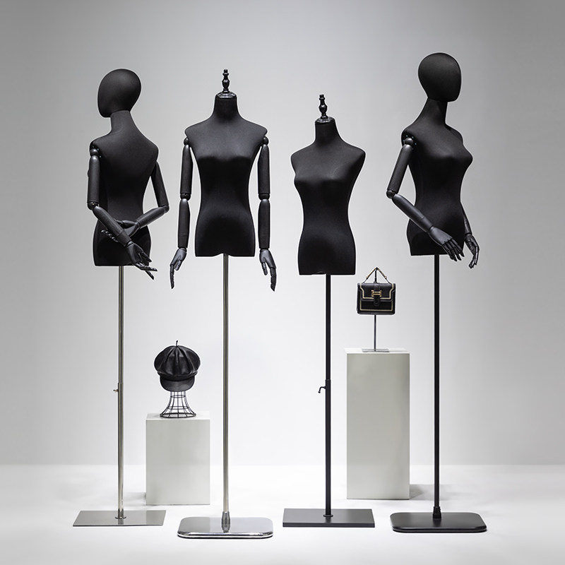 黑色模型展示站妇女半长婚纱假娃娃衣服人体模型全身服装商店橱窗