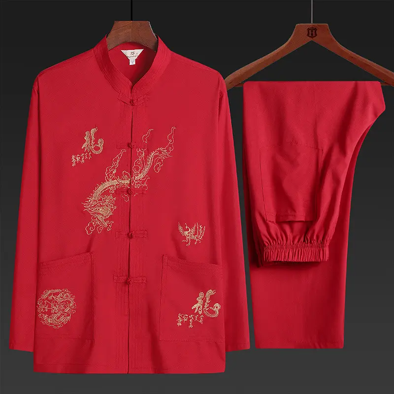 中男装中老年唐装汉服长袖套装