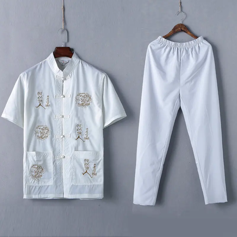 男短袖中老年居士服中男式太极服