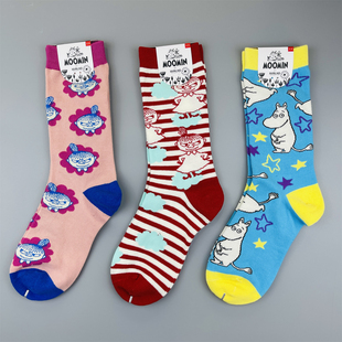 小腿袜棉袜多巴胺彩色潮袜 款 爆款 亚美姆明卡通袜子女士中高筒四季