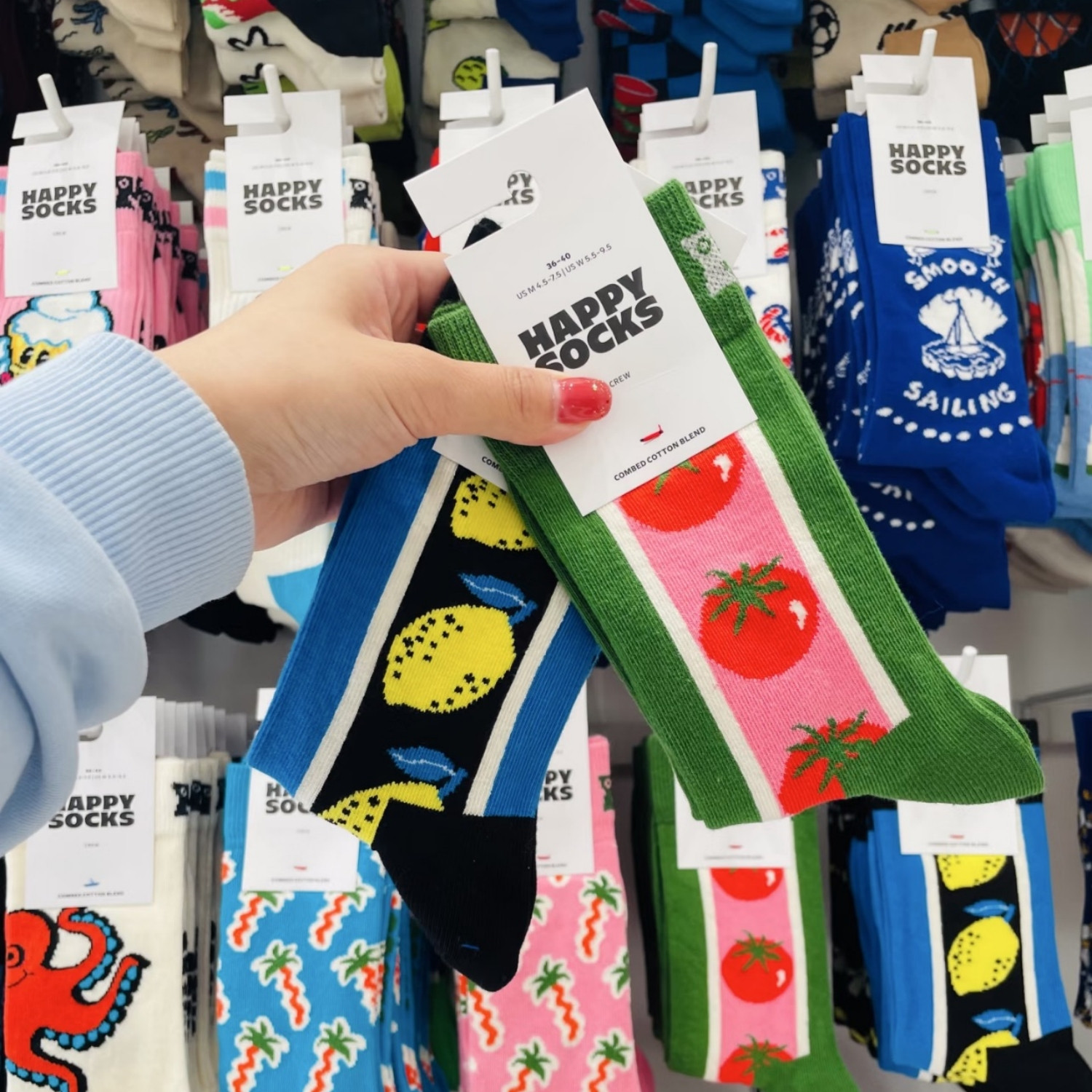 爆款推荐happysocks袜子女中高筒情侣袜卡通水果时尚百搭网