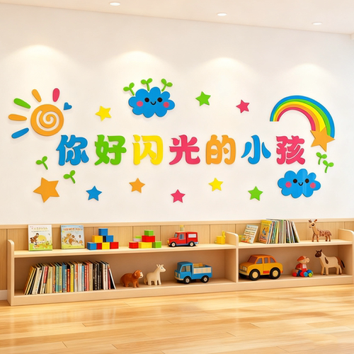 你好闪光的小孩环创教室布置装饰学生风采照片墙展示班级之星贴纸