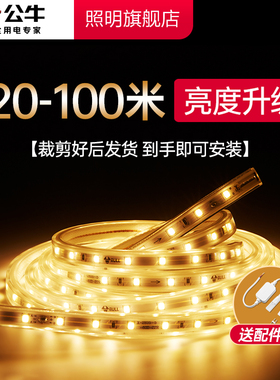 公牛灯带led灯条220v超亮客厅吊顶led灯带卡槽嵌入式自粘明装灯条