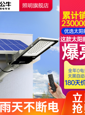 公牛太阳能户外灯家用庭院灯防水感应柱头灯壁灯新型太阳能道路灯