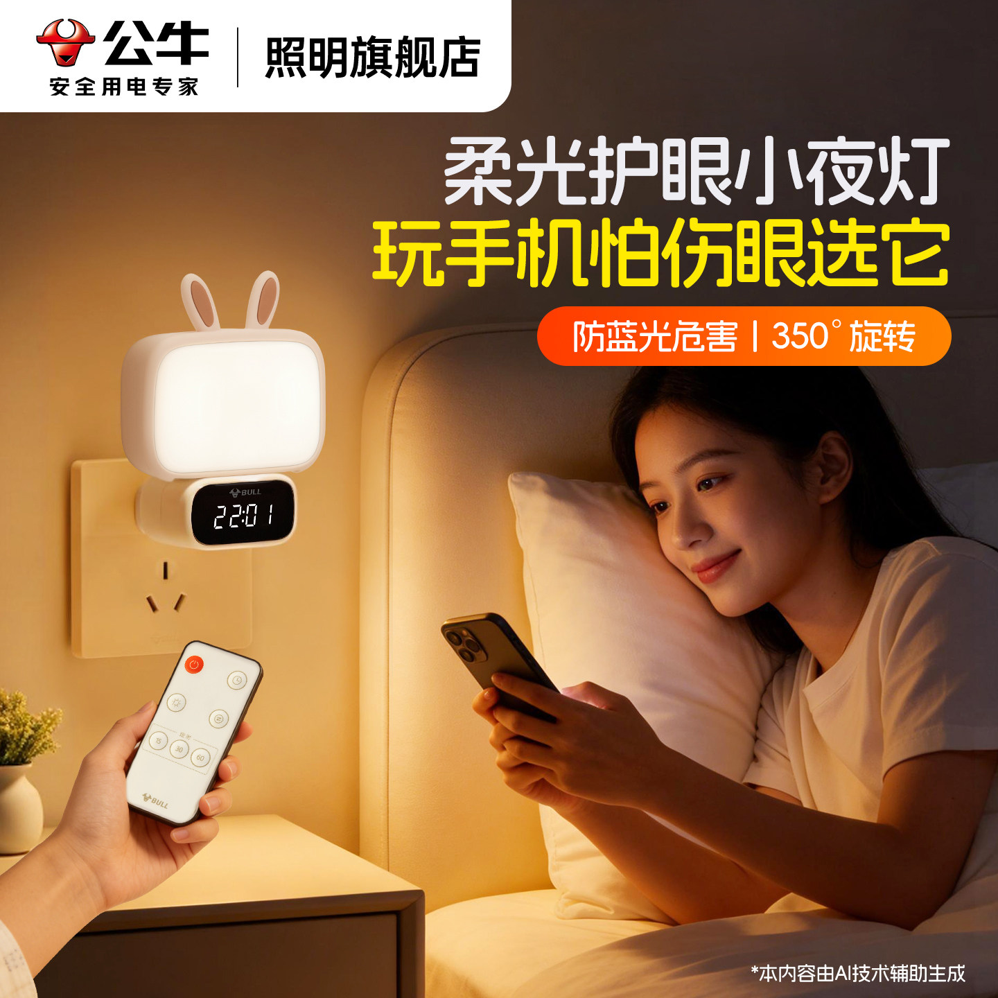 【玩手机护眼灯】柔光可爱小夜灯图片