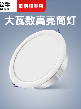公牛筒灯嵌入式110mm大功率店铺商用led顶灯12w超亮12cm开孔桶灯