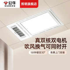 公牛双电机风暖浴霸陶瓷发热照明排气扇一体卫生间集成吊顶灯双核