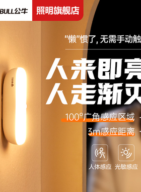 公牛智能人体感应灯小夜灯家用床头充电起夜入户过道厕所人来即亮