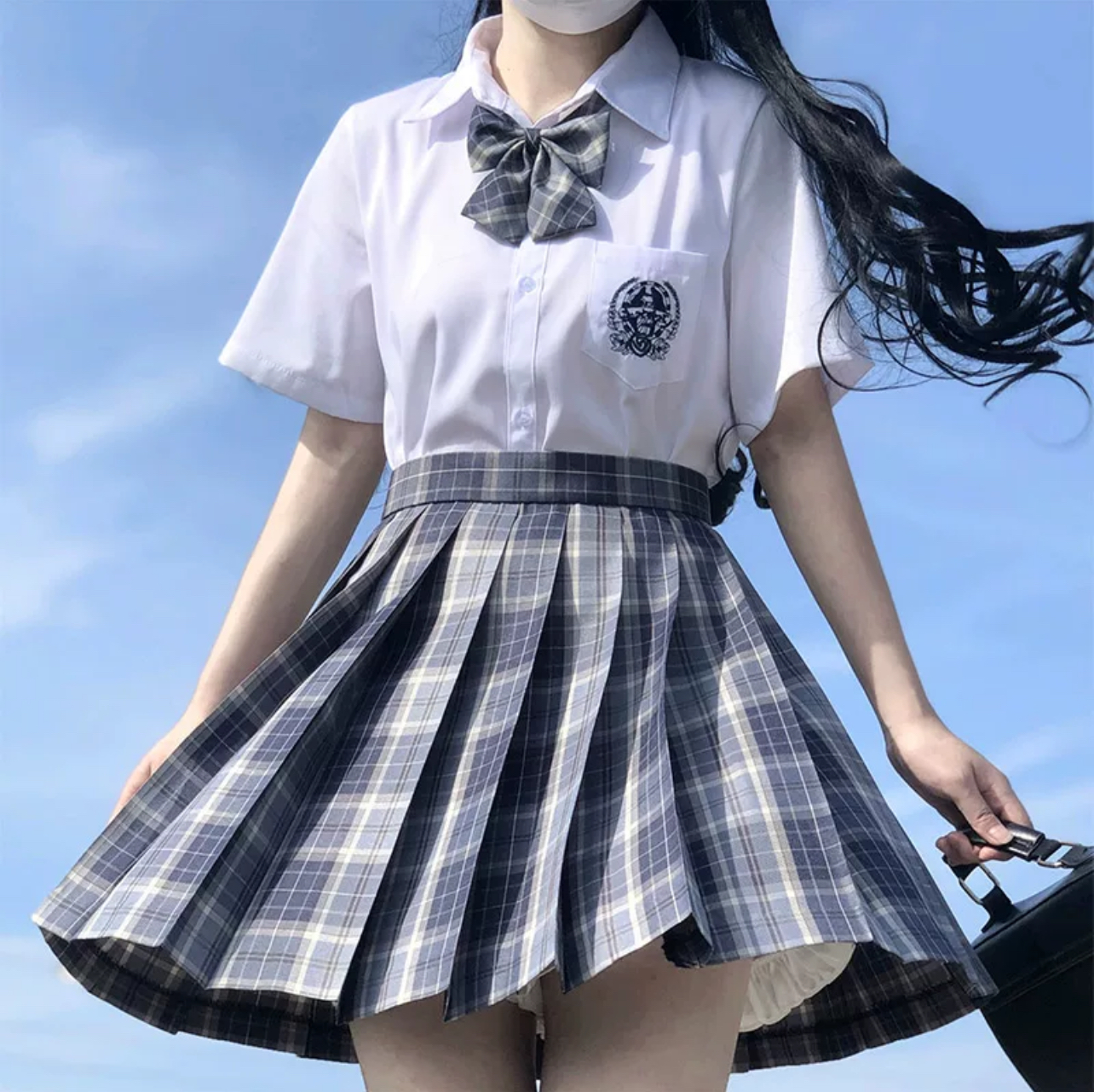 jk制服百褶格裙子套装衬衫短裙上衣原创正版女夏学生装纯欲半身裙