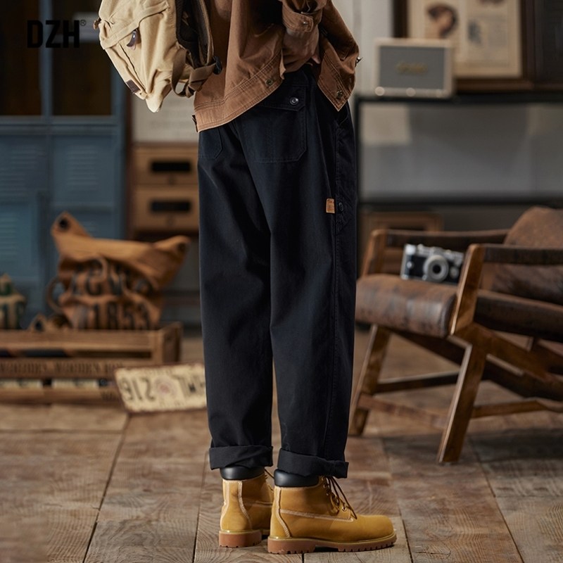 男士纯棉工装裤男冬季加绒加厚新款休闲裤子男款直筒裤潮牌男裤冬