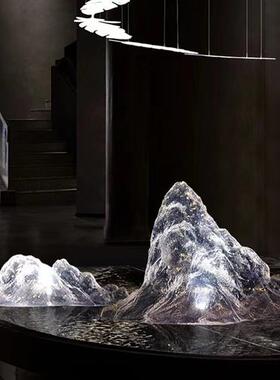 透明树脂假山摆件售楼处酒店样板间山形雕塑玄关桌面装饰园林景观