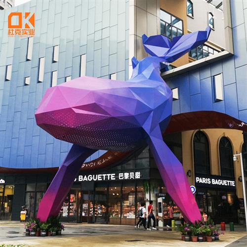 大型不锈钢鲸鱼雕塑商业街广场几何动物造型摆件户外园林景观小品