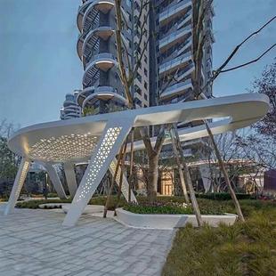 饰廊架设计灯光雕塑不锈钢钢结构景观廊架 金属廊架制品口袋公园装