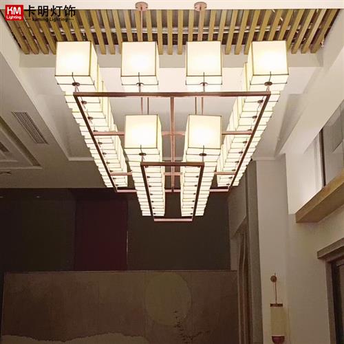新中式售楼部沙盘长方形吊灯酒店会所主题餐厅灯客厅吊灯工程