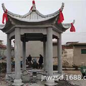 厂家直供六柱石亭墓地双层石刻龙亭图案园林景观石雕四柱亭报价